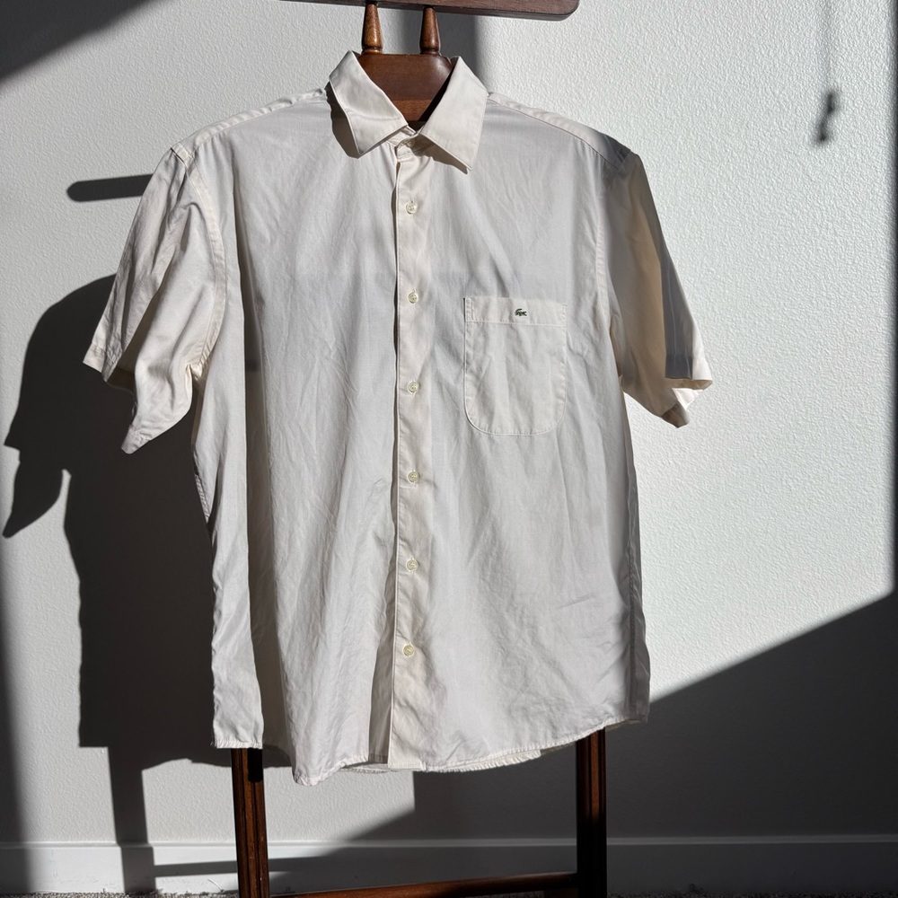Lacoste Ivory 100% Cotton Short Sleeve Button-Down Shirt Size EU 42 | Fits M